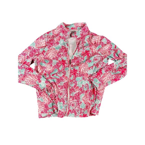 Coral Bay Golf Women's Pink Floral Print Zip Up Jacket PM Petite Medium * - Picture 1 of 8